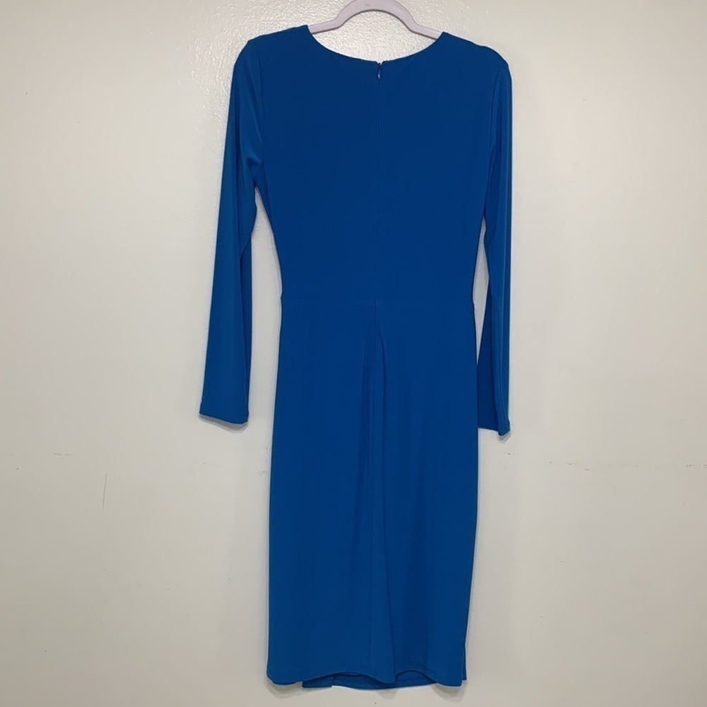 Lauren Ralph Lauren Blue Rhinestone Embellished Faux Wrap Midi Dress Size 8 - Picture 5 of 5